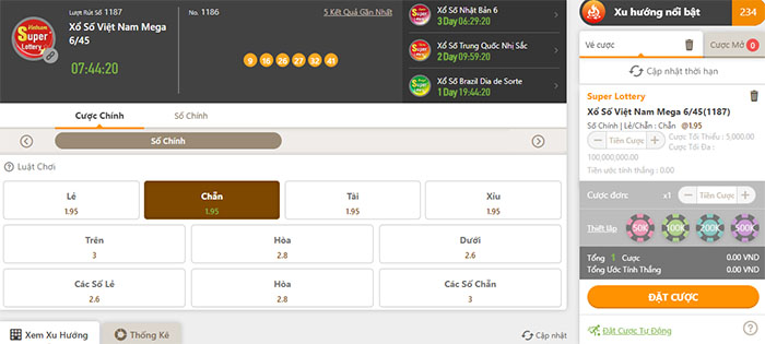 Vé cược xổ số trực tuyến