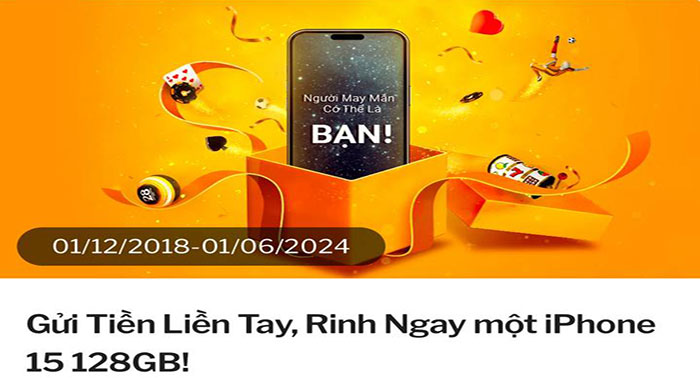 Gửi tiền nhận iphone 15 128GB